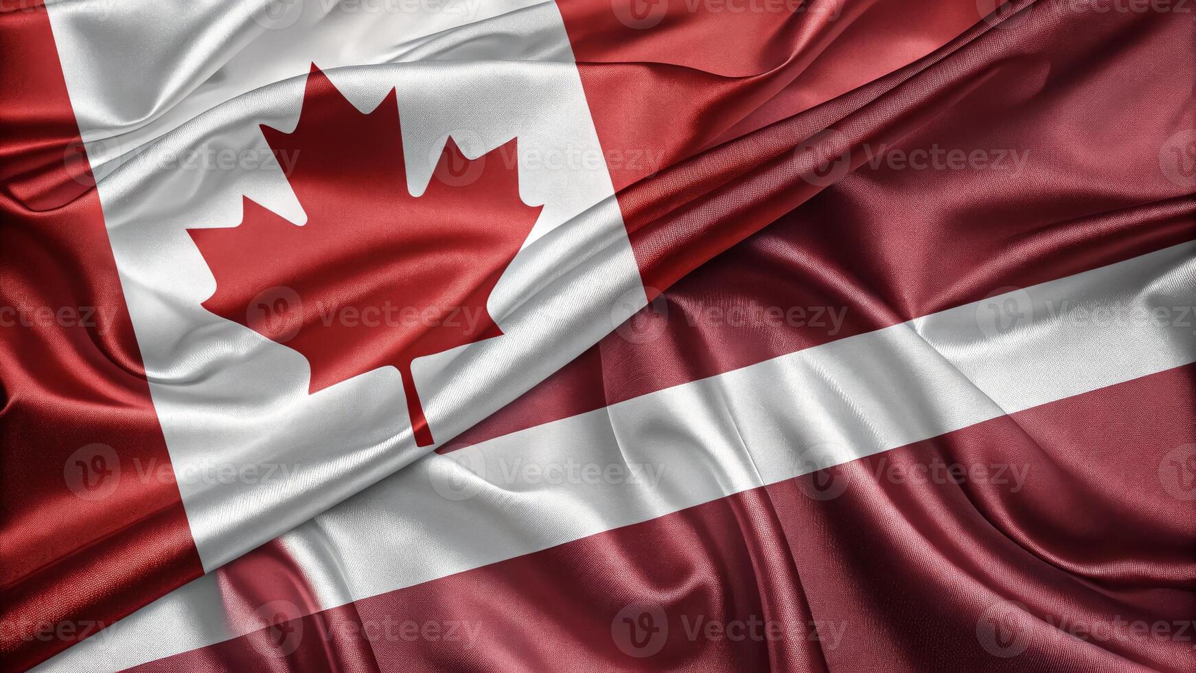 Flags Of Canada And Latvia Merged In Symbolic Unity And Representation photo