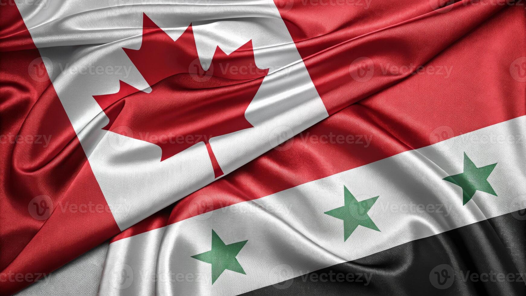 Canada and Syria Flags Merged Together for International Unity Concept photo