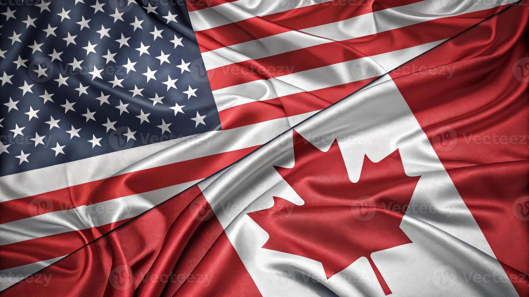United States And Canada Flags Overlapping Representing Friendship And Collaboration photo