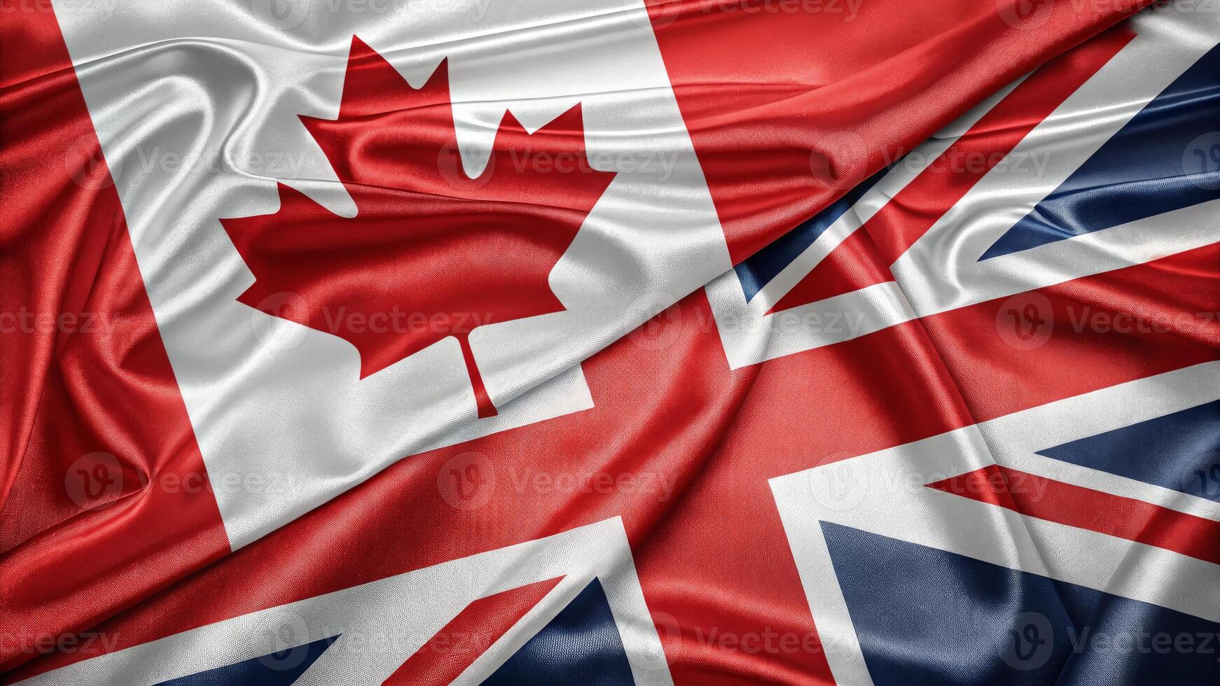 Flags of Canada and the United Kingdom Merged Together in Unity Display photo
