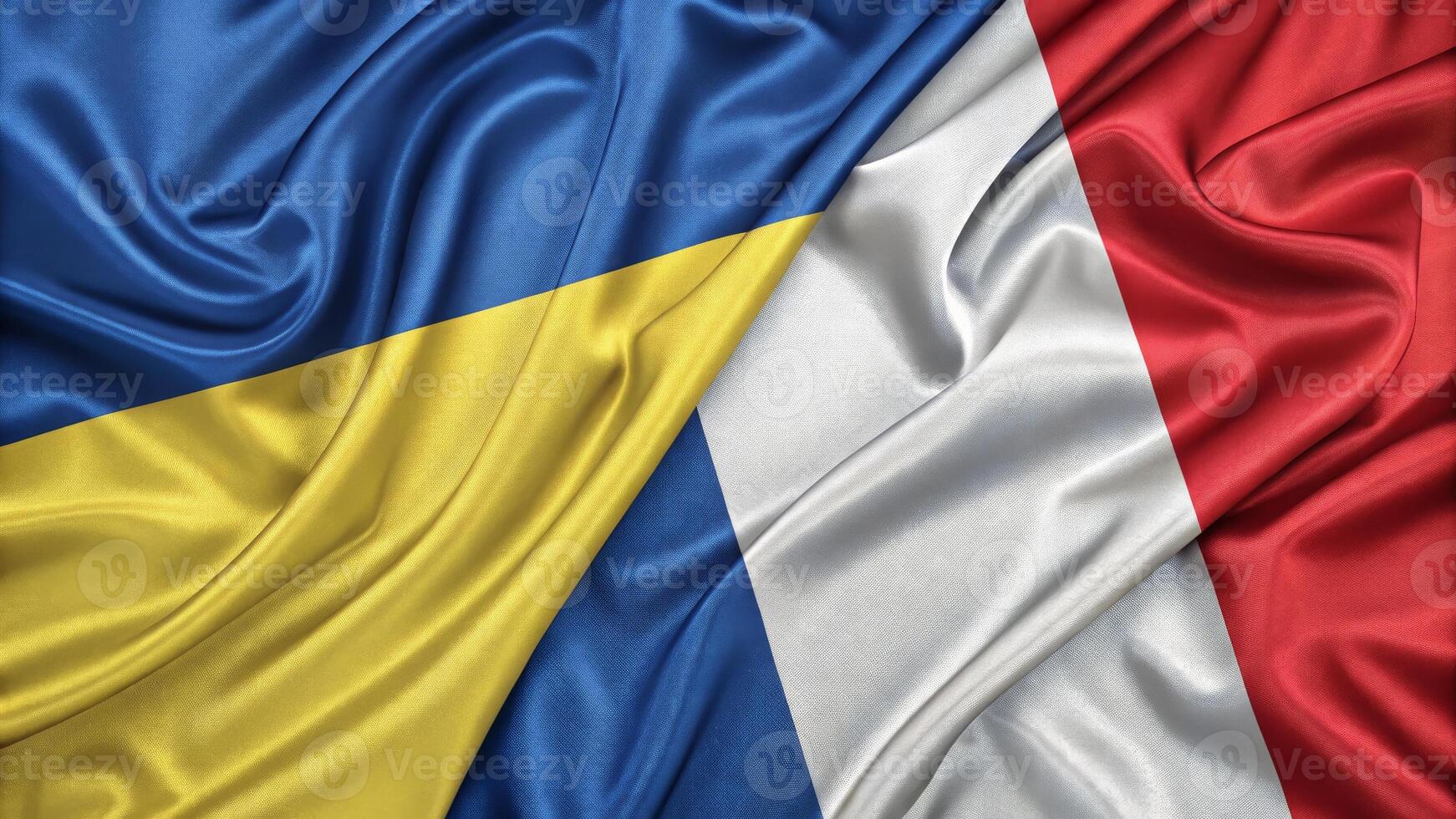 Flags of Two Nations Symbolizing Unity and Friendship Rendered on Satin Fabric photo