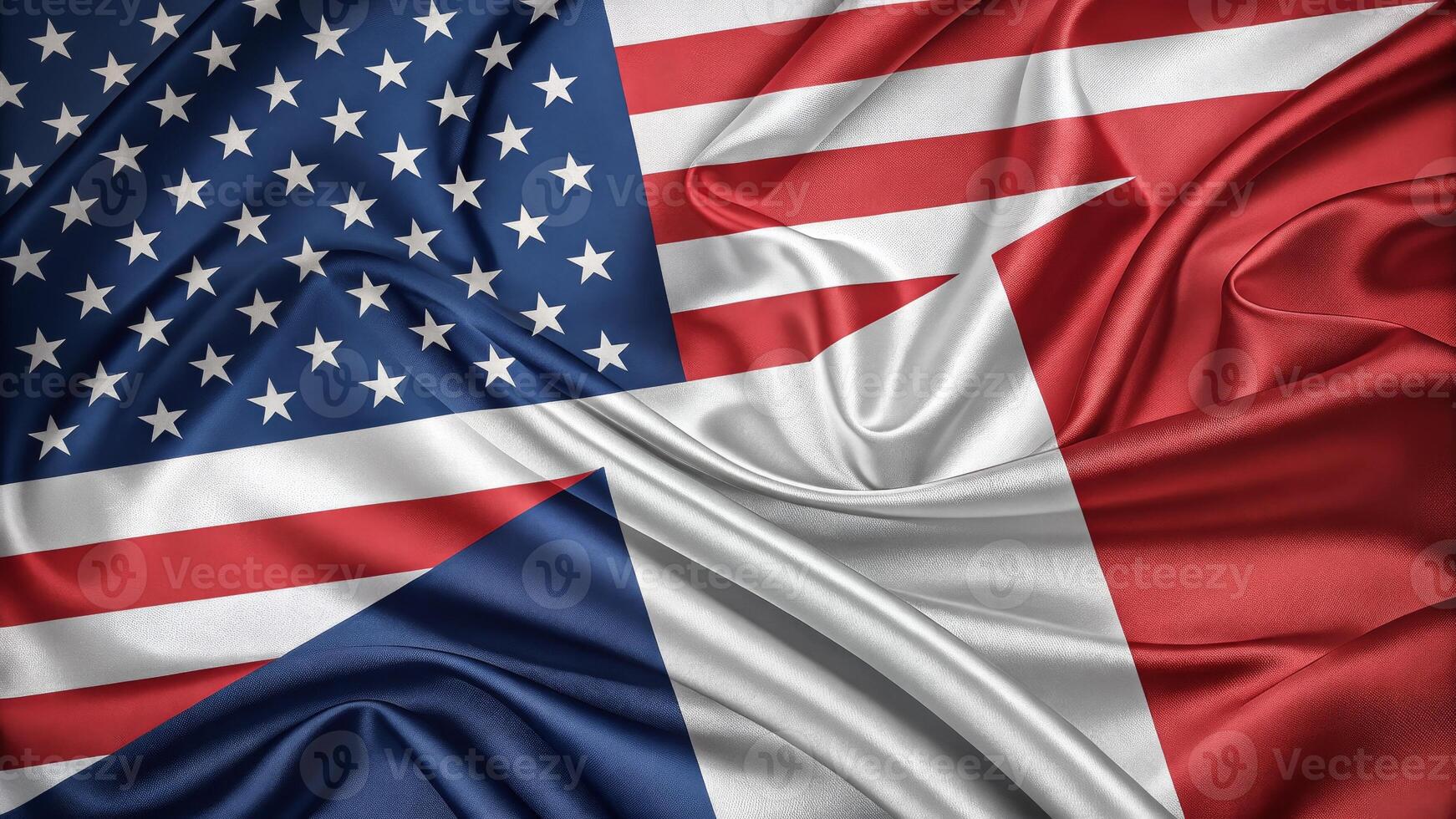 Flags of the United States and United Kingdom Intertwined in Harmony and Unity photo