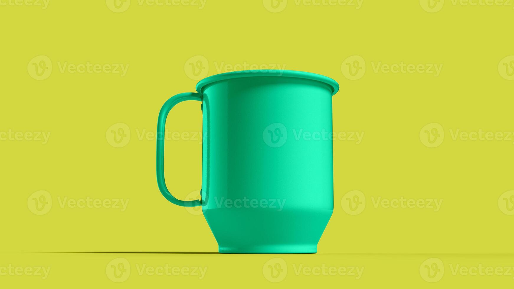 green water mug in yellow scene photo