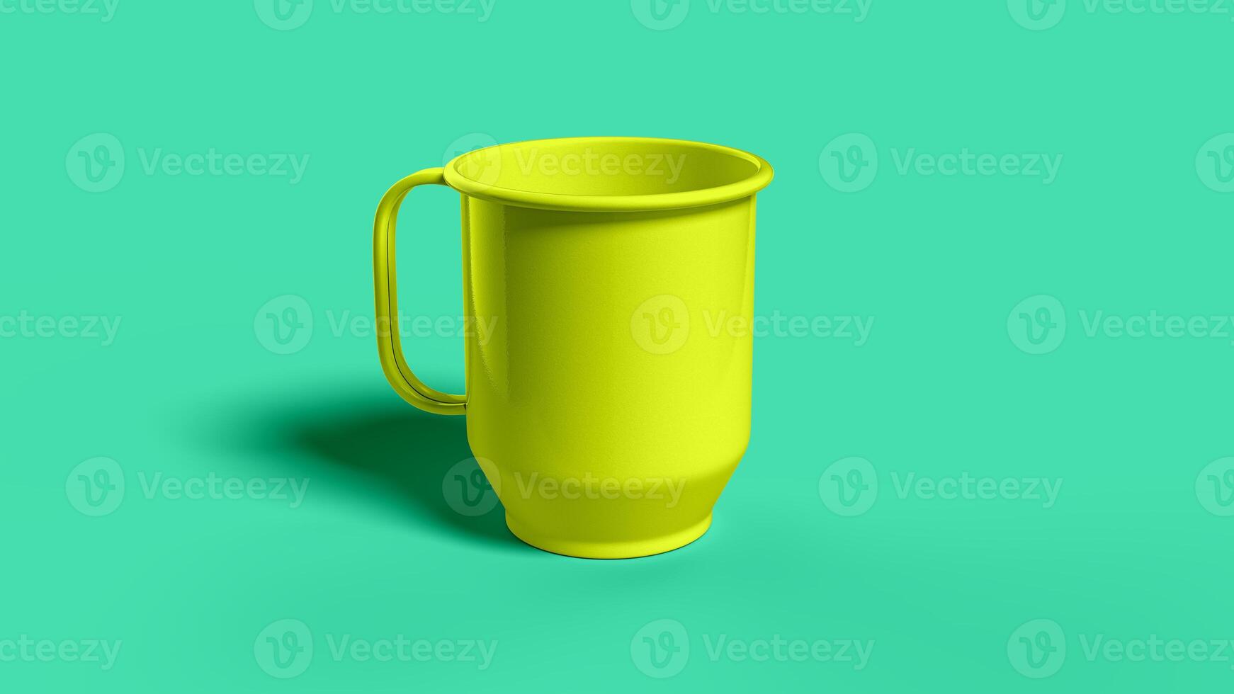 yellow mug in green scene photo