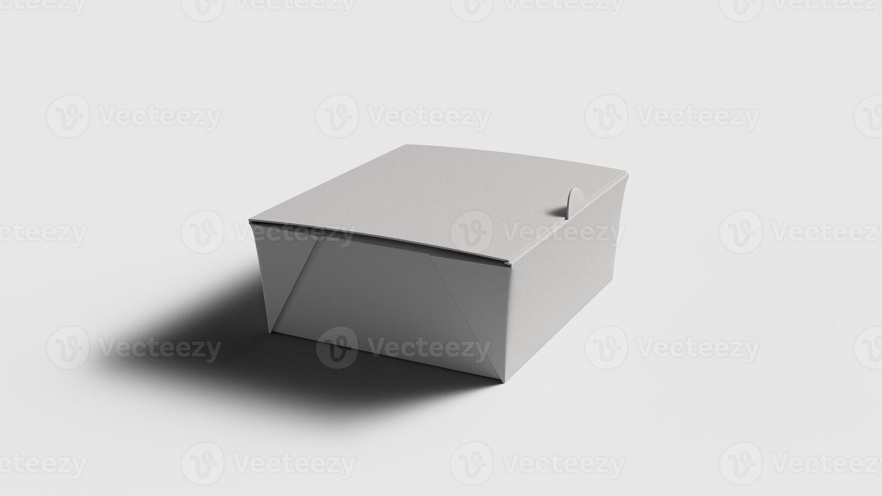 paper snack box on white backdrop, turned sideways photo