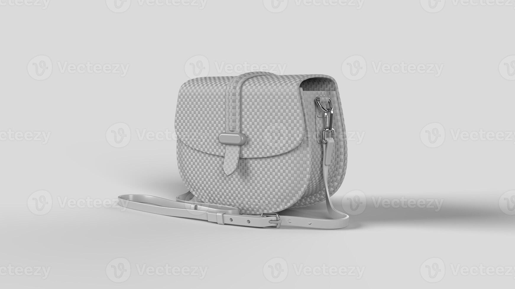 white women's bag with handle on white backdrop, right view photo