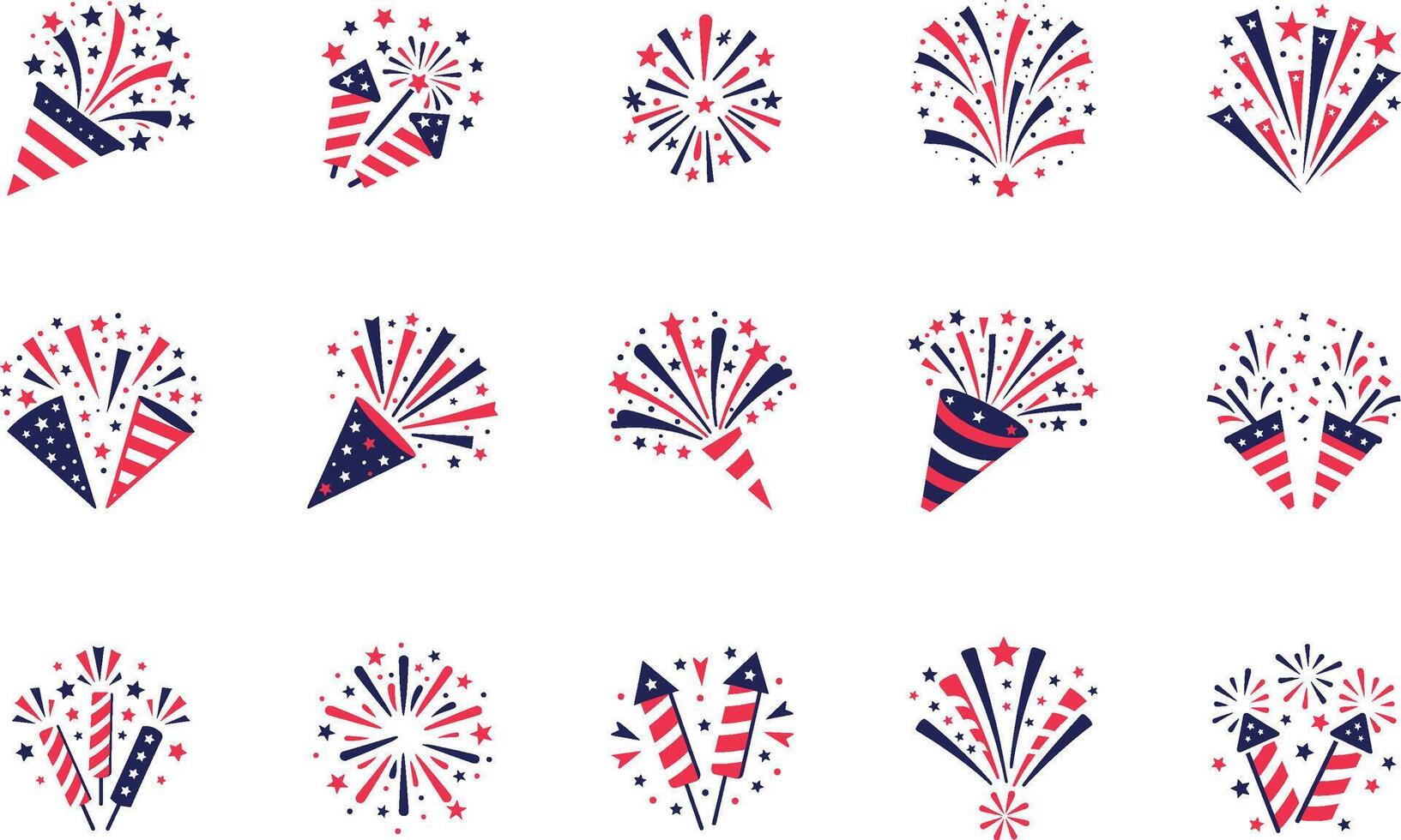 Fireworks Confetti With Stars For Holidays, Celebration And Festival, Sparkling Salute As Sign Of Independence Day, 4th July In Colors Of USA Flag Illustration On White Background vector