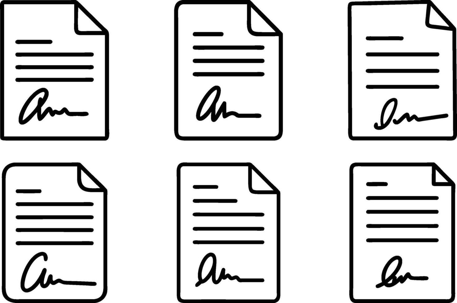 Document With Signature Icons Set Clipart Illustration In Editable Stroke Minimalist Style On White Background vector
