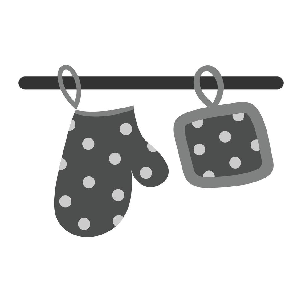 illustration of a set of polka dot kitchen utensils in a flat style. vector