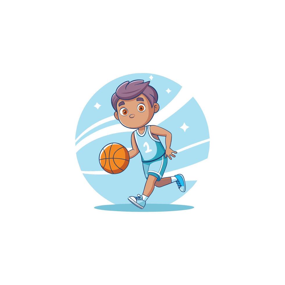 Boy Playing Basketball Cartoon vector