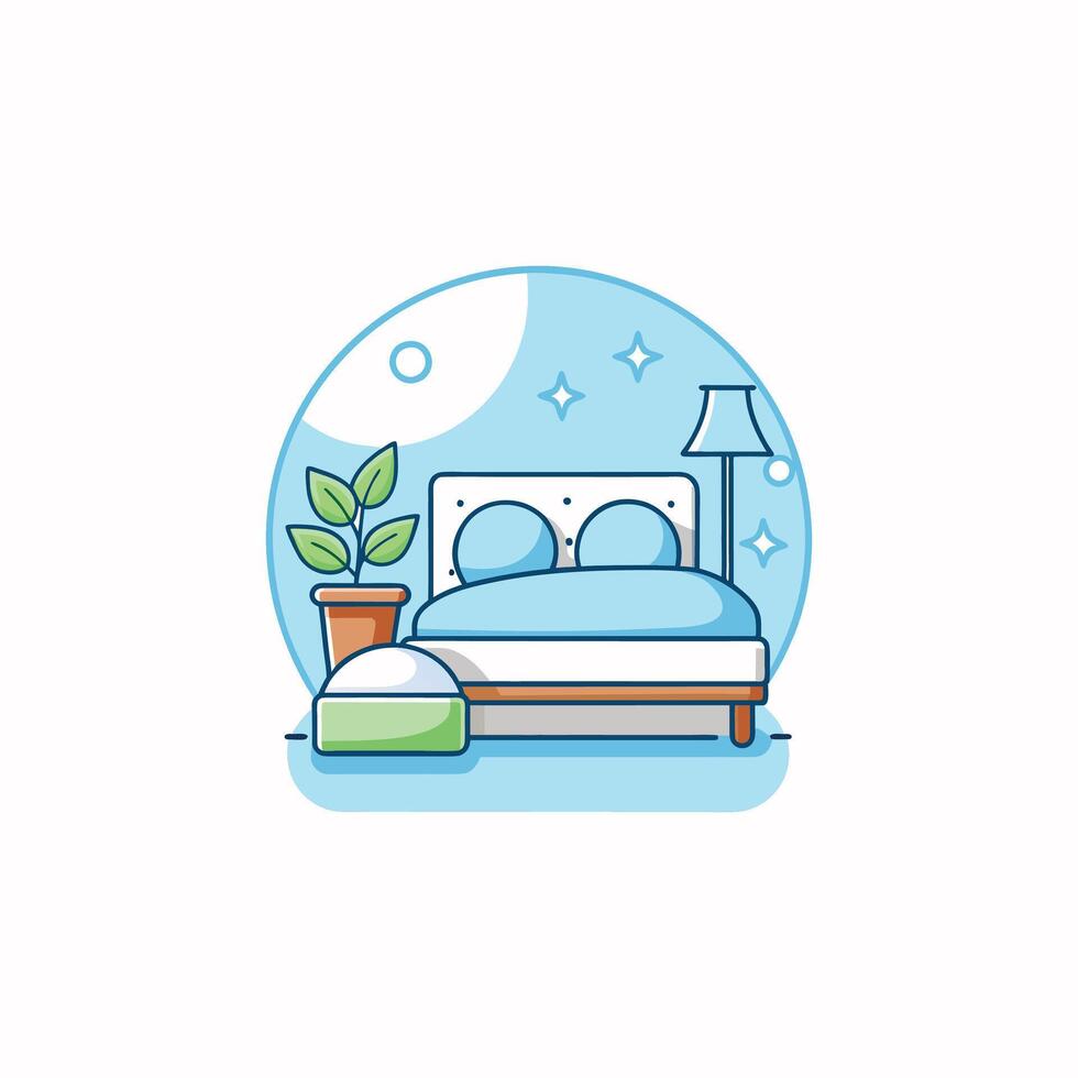 Pillow Bed Cartoon Icon Illustration Nature Object Icon vector