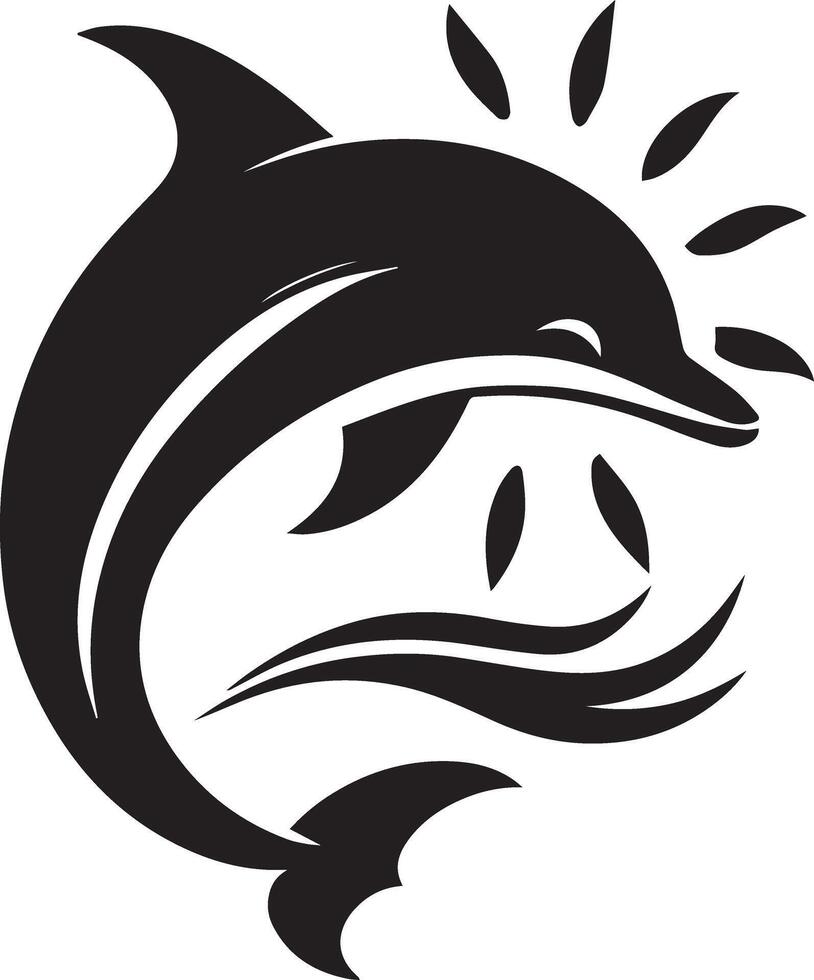 Dolphin Logo Design - Black and White Dolphin Silhouette vector