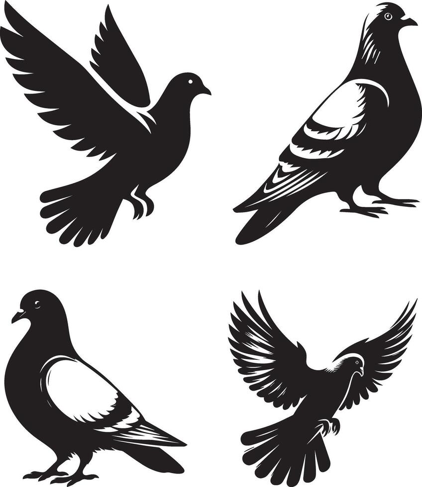 Dove Silhouettes Art Collection vector