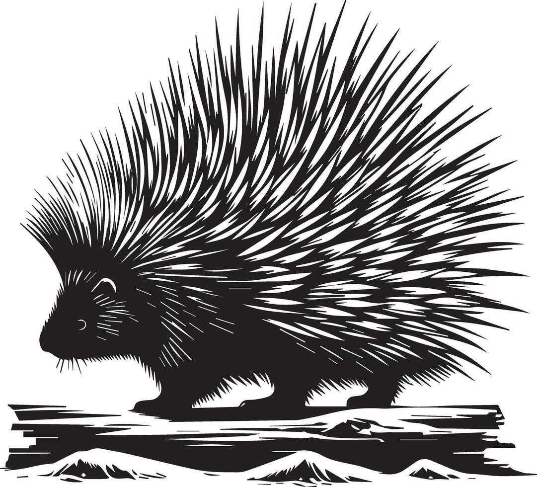 Silhouette of a Porcupine with Quills vector