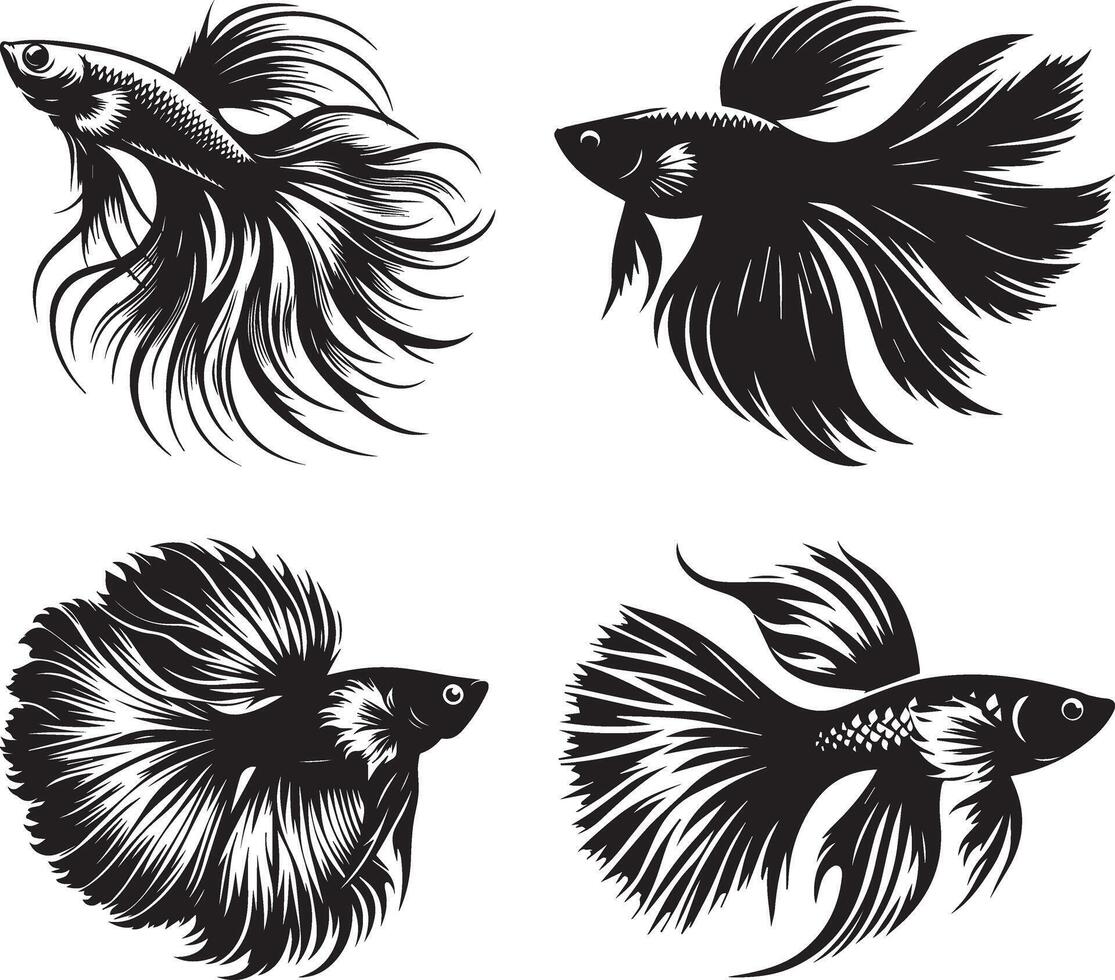Silhouette of Guppy Fish Collection vector