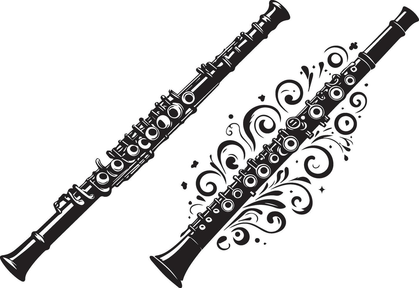 Flute Silhouettes Art Collection vector