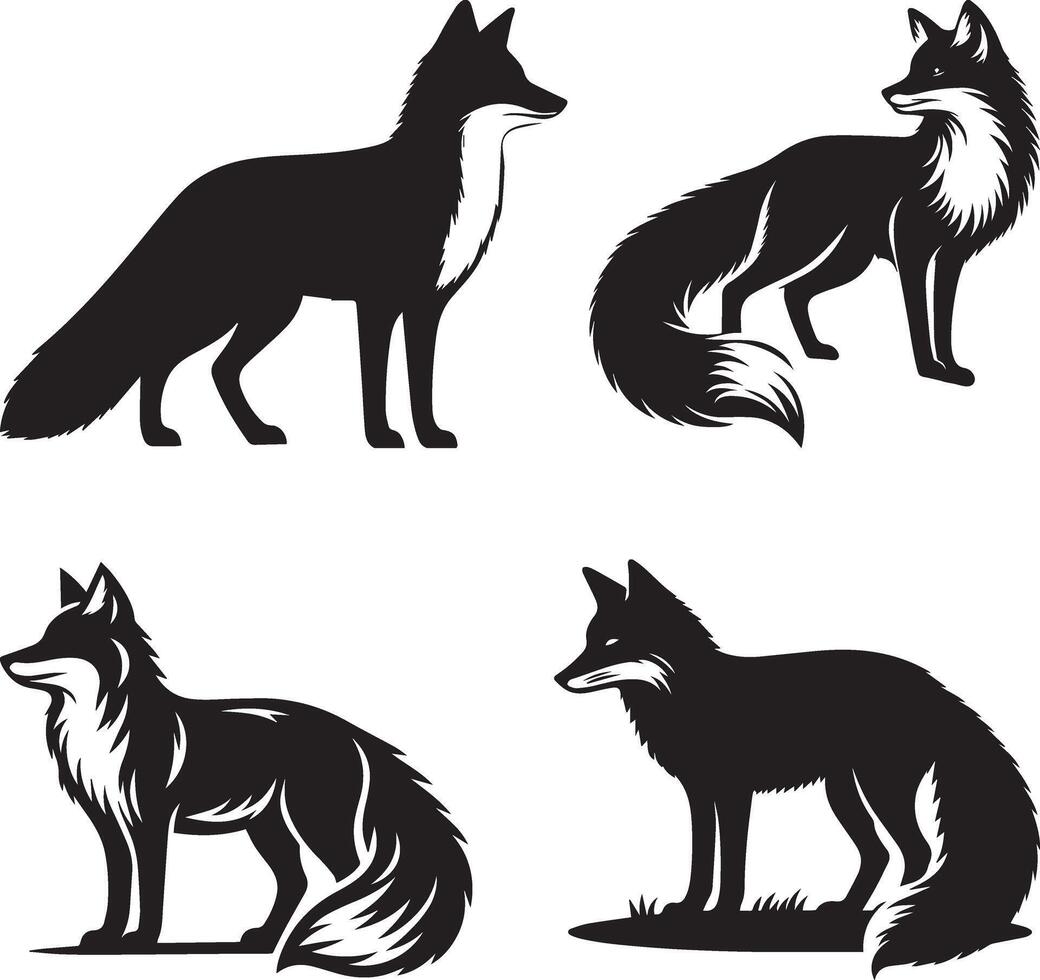 Fox Silhouettes Art Collection vector