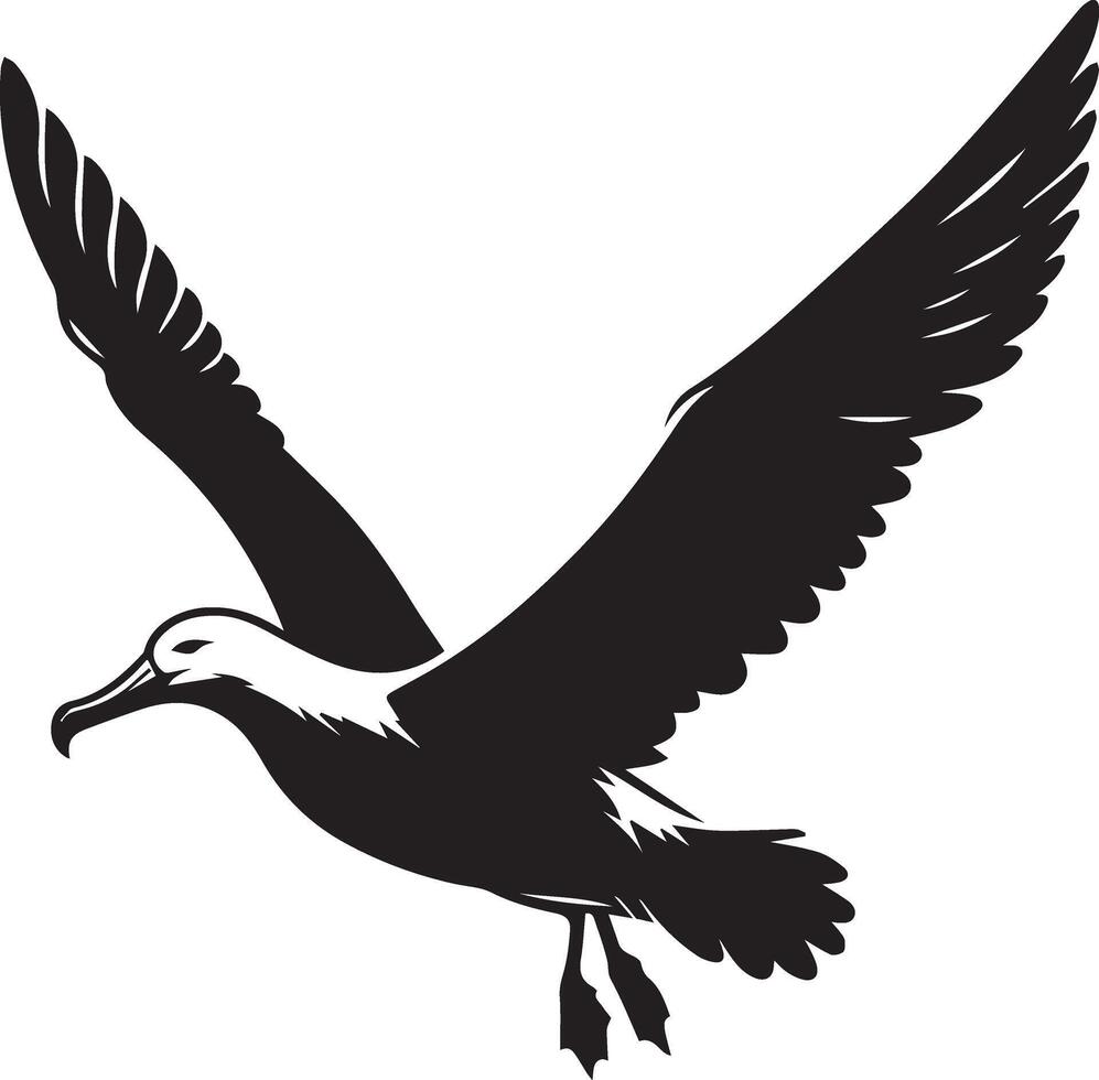 Albatross Logo Design - Black and White Bird Silhouette vector