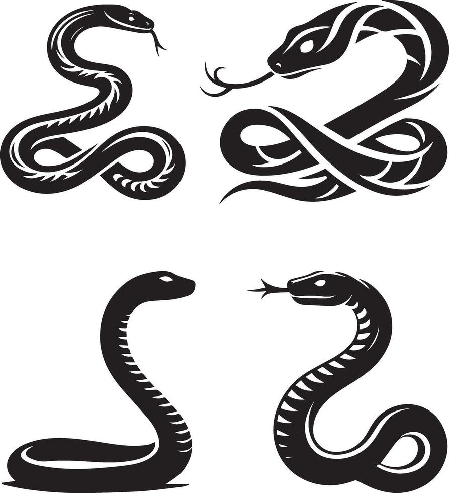 Minimalist Snake Logo Design - Black and White Snake Silhouette vector
