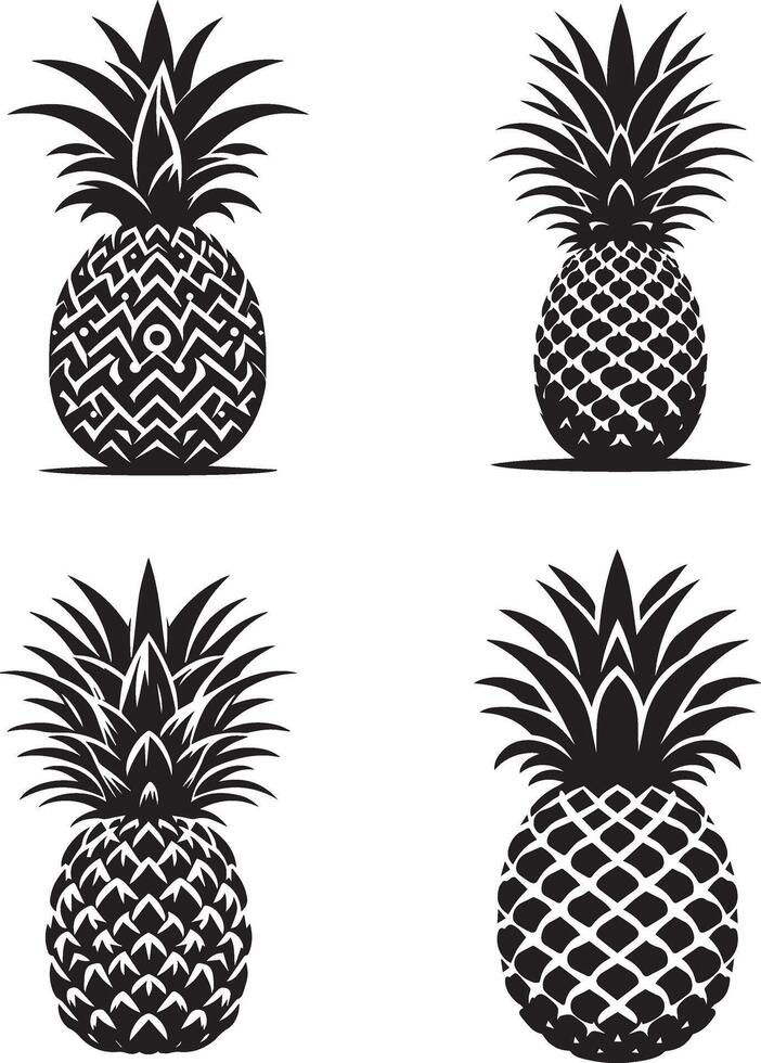 Pineapple Silhouettes Art Collection vector