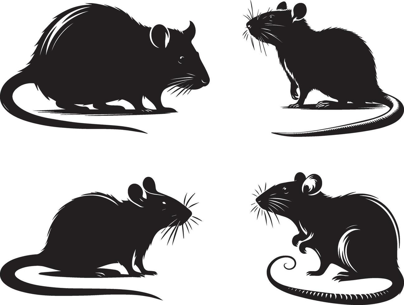 Rat Silhouettes Art Collection vector