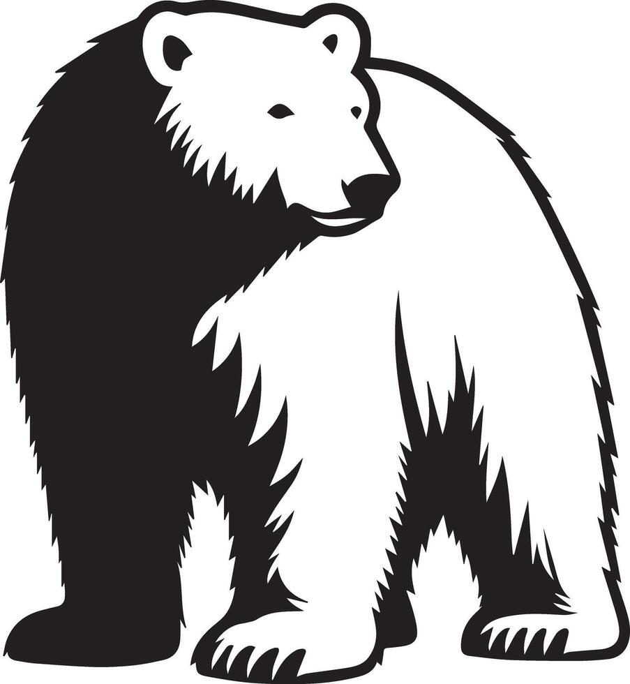 Black And White Polar Bear Silhouette Illustration vector