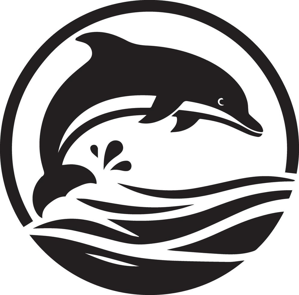 Black and White Dolphin Silhouette vector