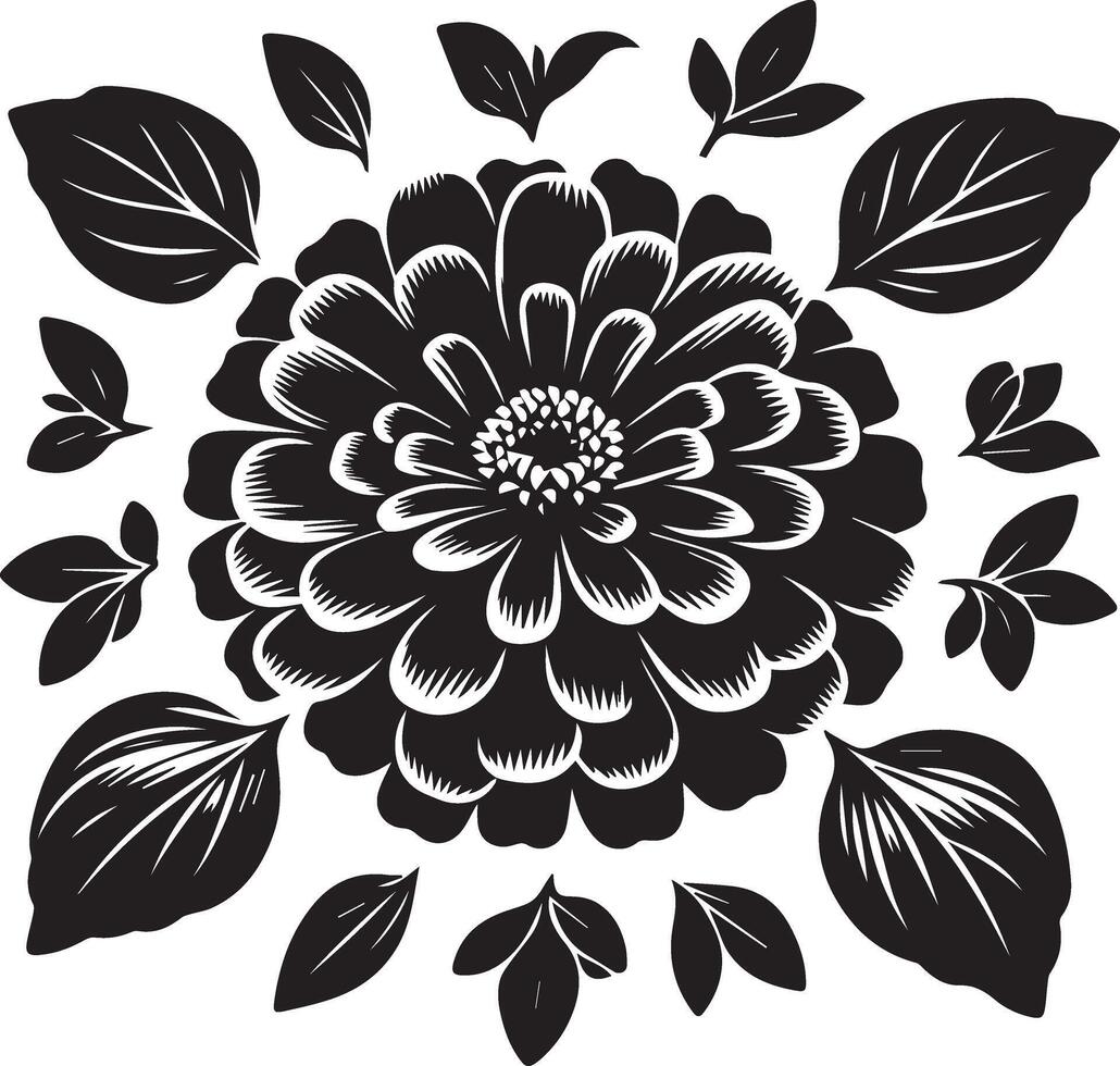 Zinnia flower Silhouettes Art vector