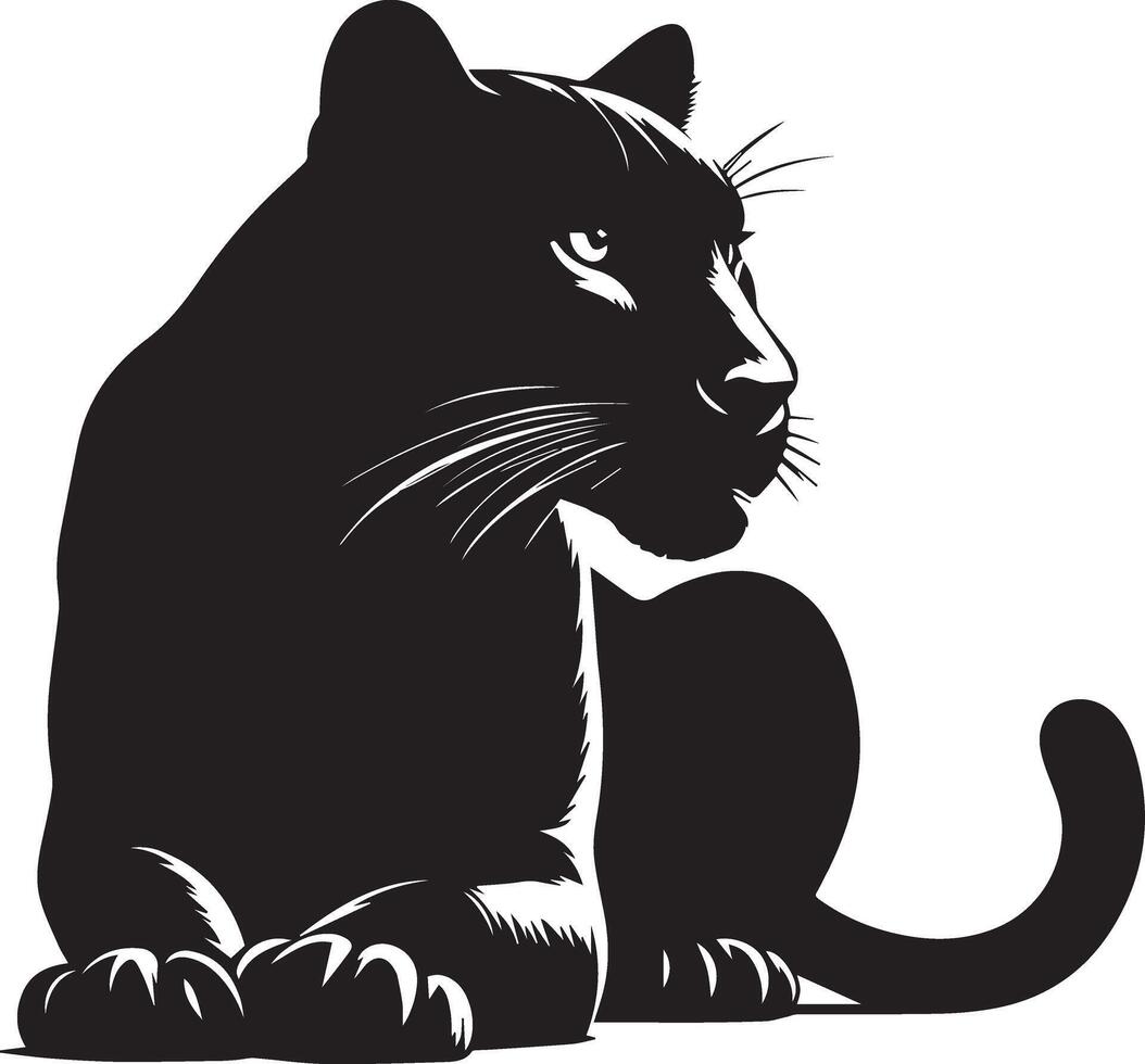 Black Panther Silhouette Illustration And White Background vector