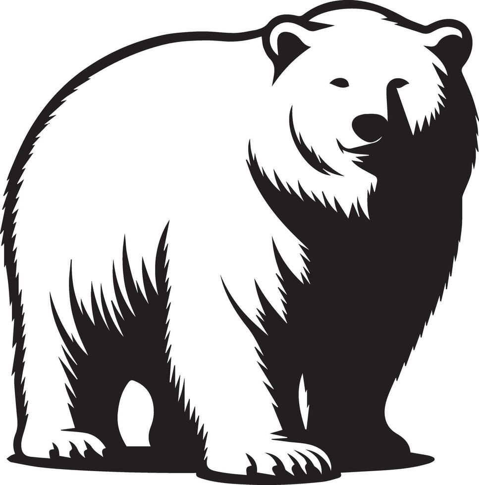 Polar Bear Silhouette Illustration And White Background vector