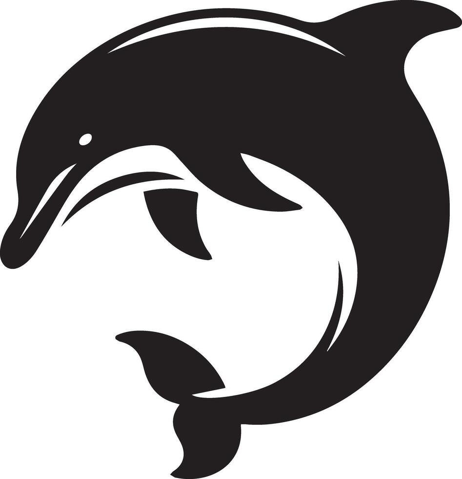 Minimalist Dolphin Logo Design - Black and White Dolphin Silhouette vector