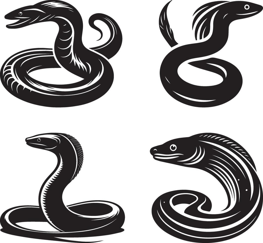 Eel Silhouettes Art Collection vector