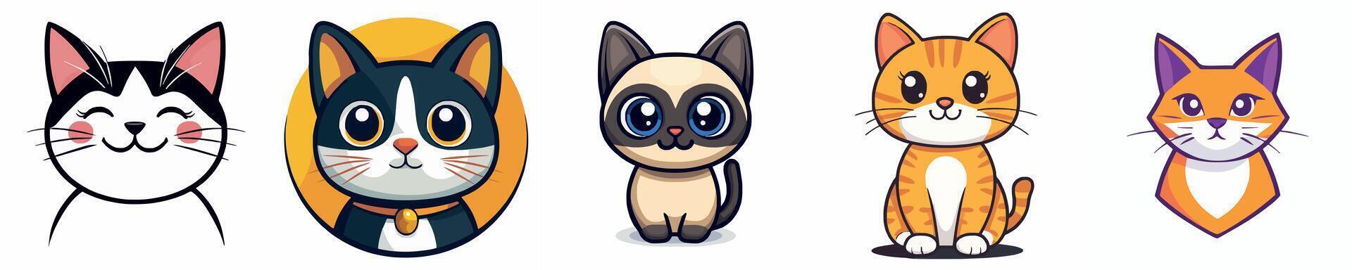 Cute and Colorful Cartoon Cats vector