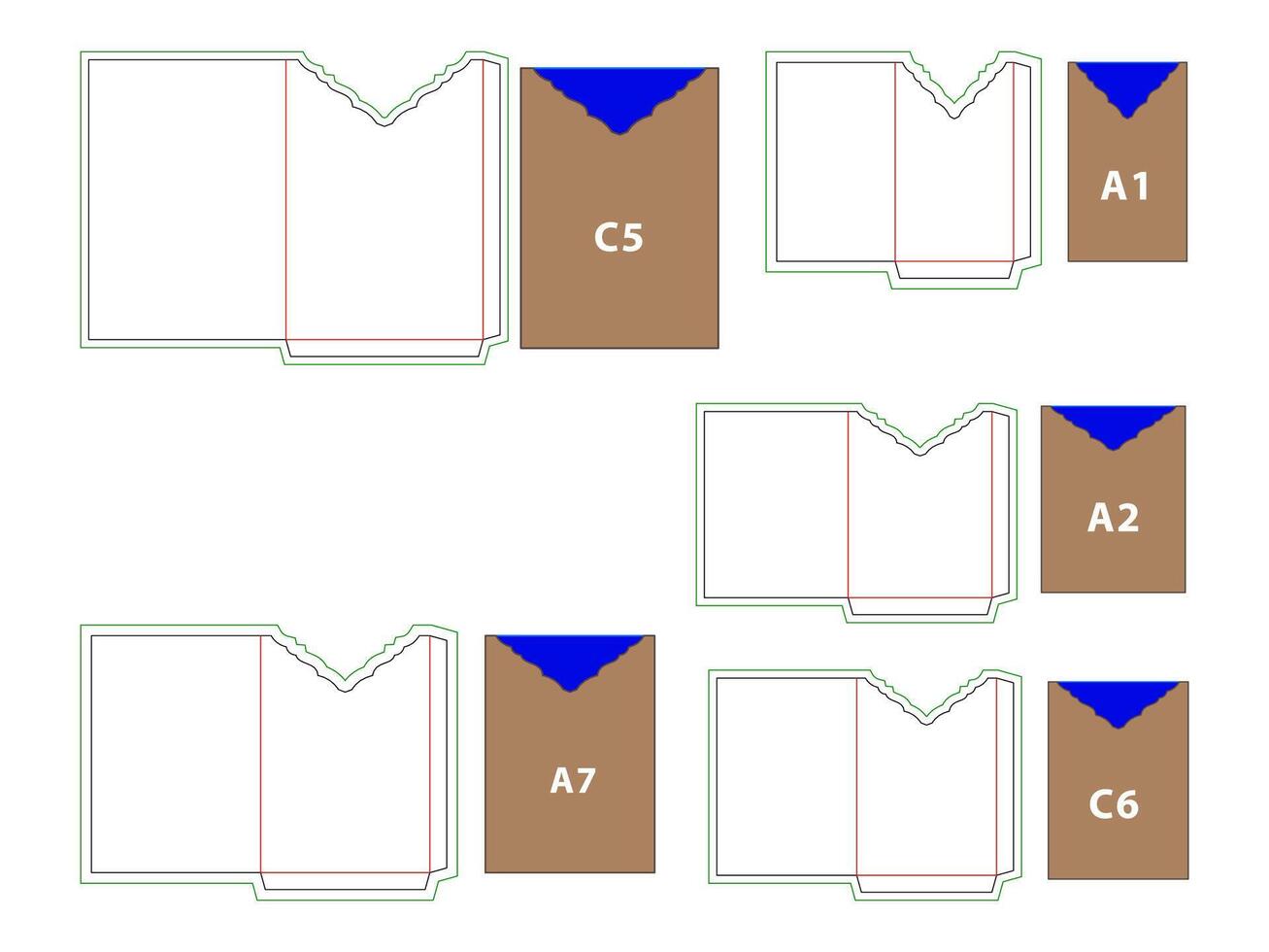 Blank Pocket Envelope Dieline Template vector