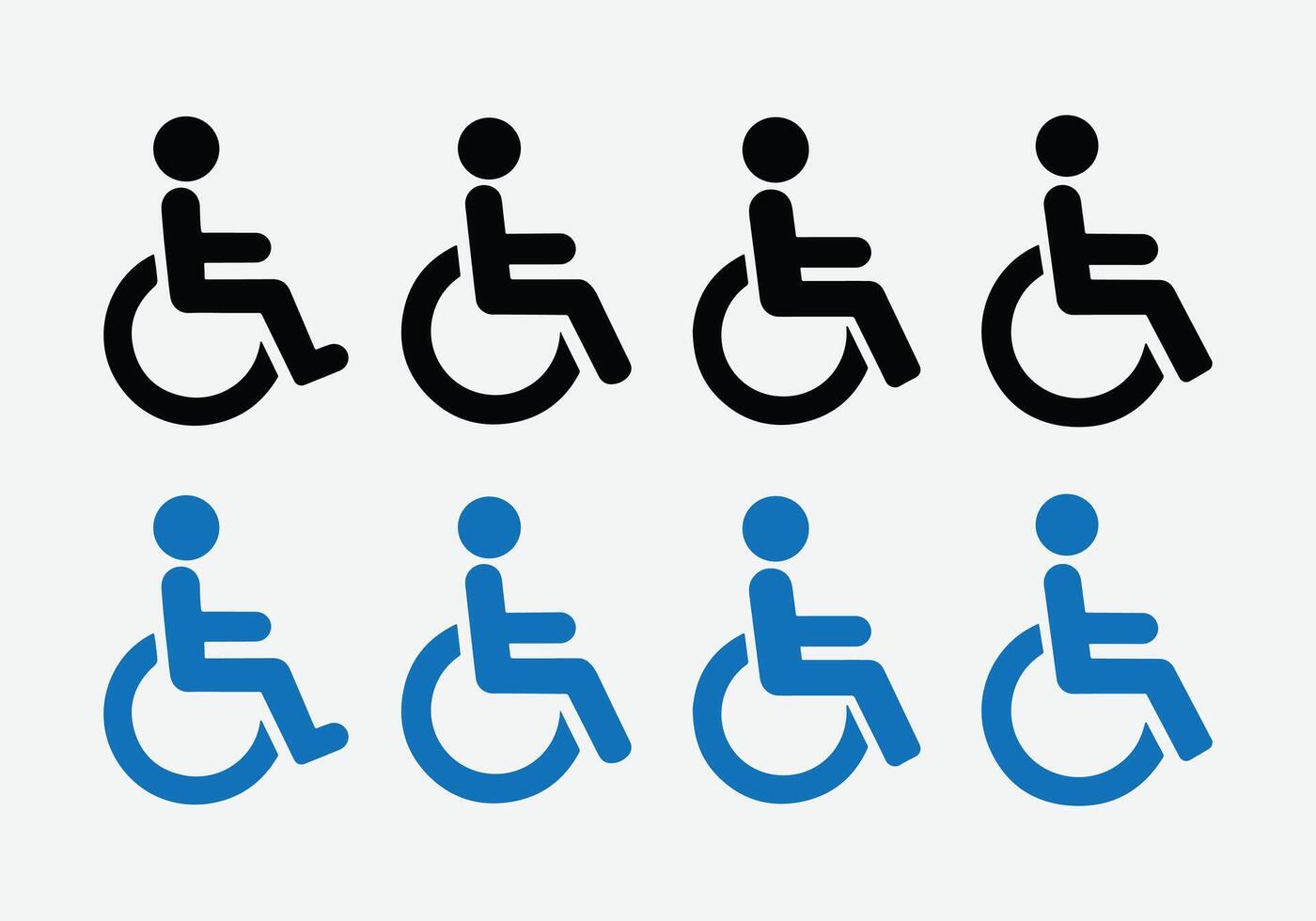 Man in Wheelchair Icon Set. Wheelchair User Icons Pack. Handicap Accessibility Icon Pack. Disabled Person Icons Collection. vector