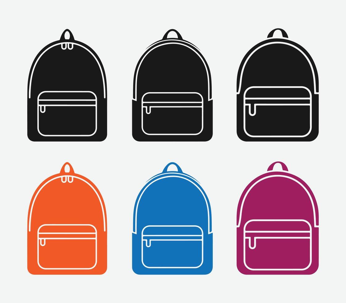 WebSchool Bag Silhouette Icon. Backpack Silhouette Symbol. Minimalist School Bag Icon. Black School Backpack Outline. vector