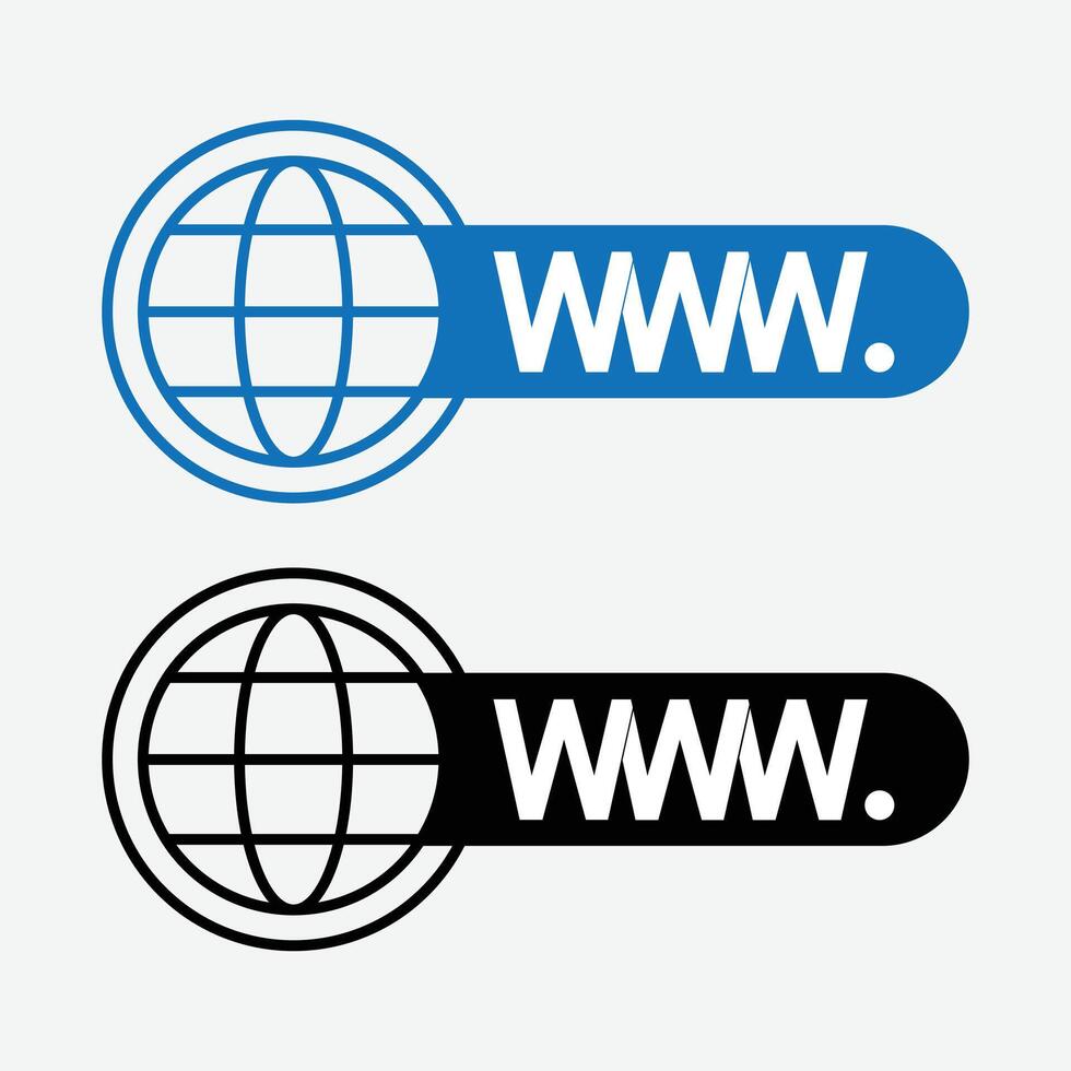 WWW web icon. Internet Globe Icon Set. Website URL Symbol Collection. Browser WWW Icon Set. vector