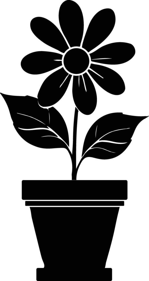 Flower plant with simple flower pot vector