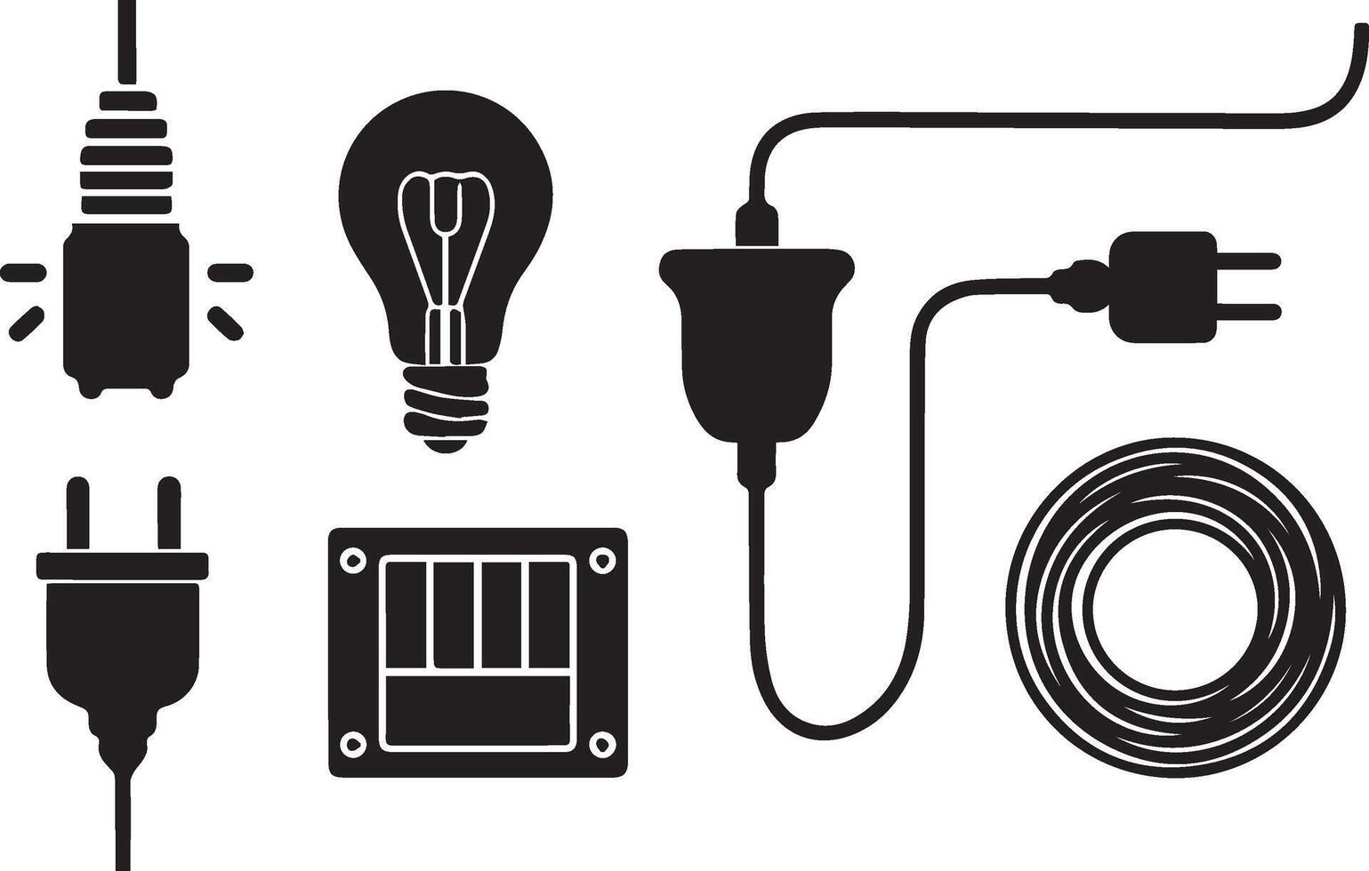 An electrical hardware material silhouette image set, vector
