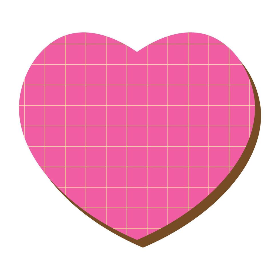 Retro Geometric Heart Shape With Grid Texture vector