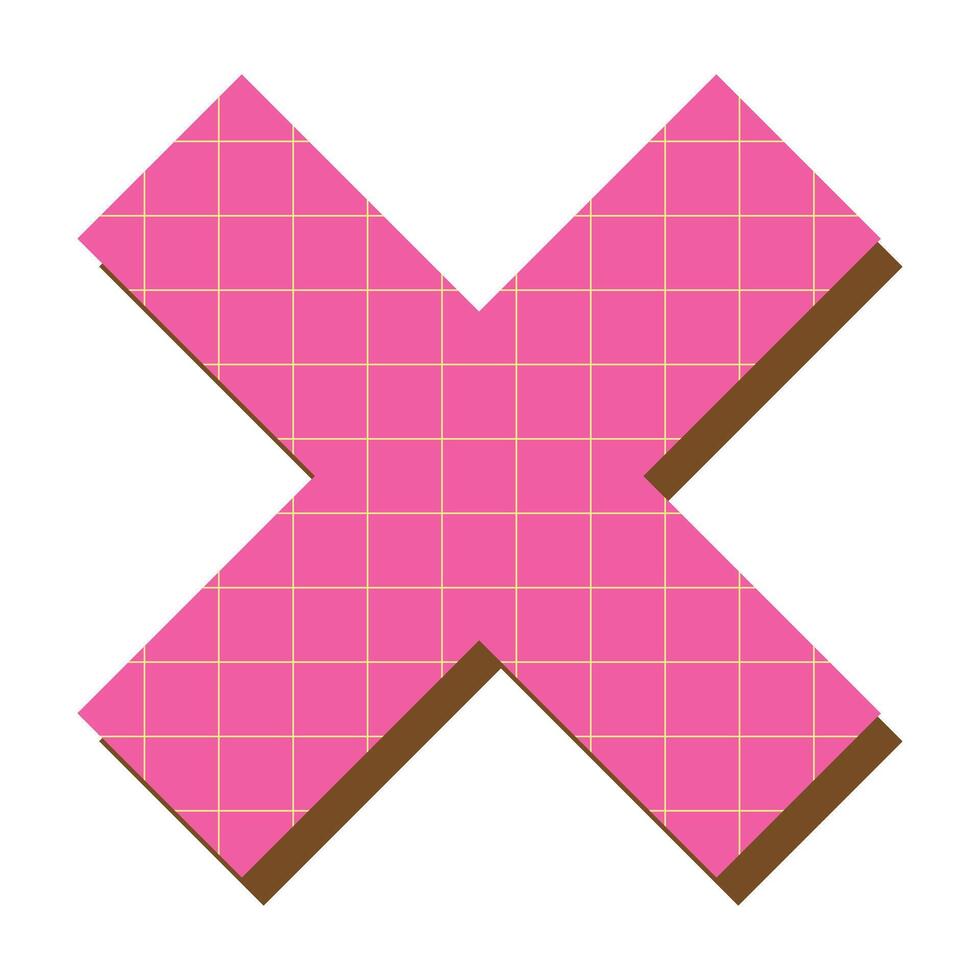 Retro Geometric Cross Sign Shape With Grid Texture vector