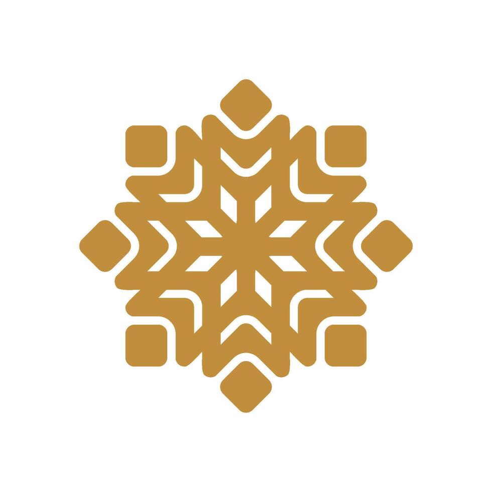 Gold Snowflake Flower Pattern Ornamental Logo Template Illustration Design. EPS 10. vector