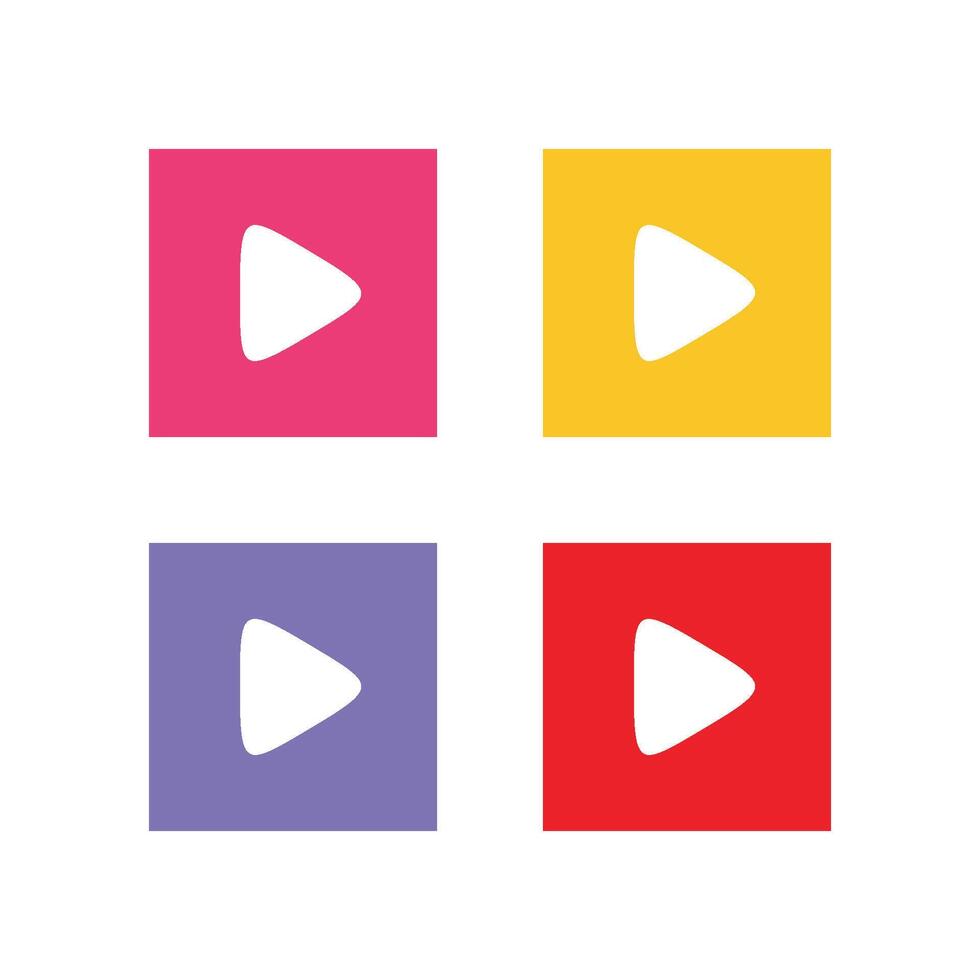 Colorful Set Play Button App Icon Logo Template Illustration Design. EPS 10. vector