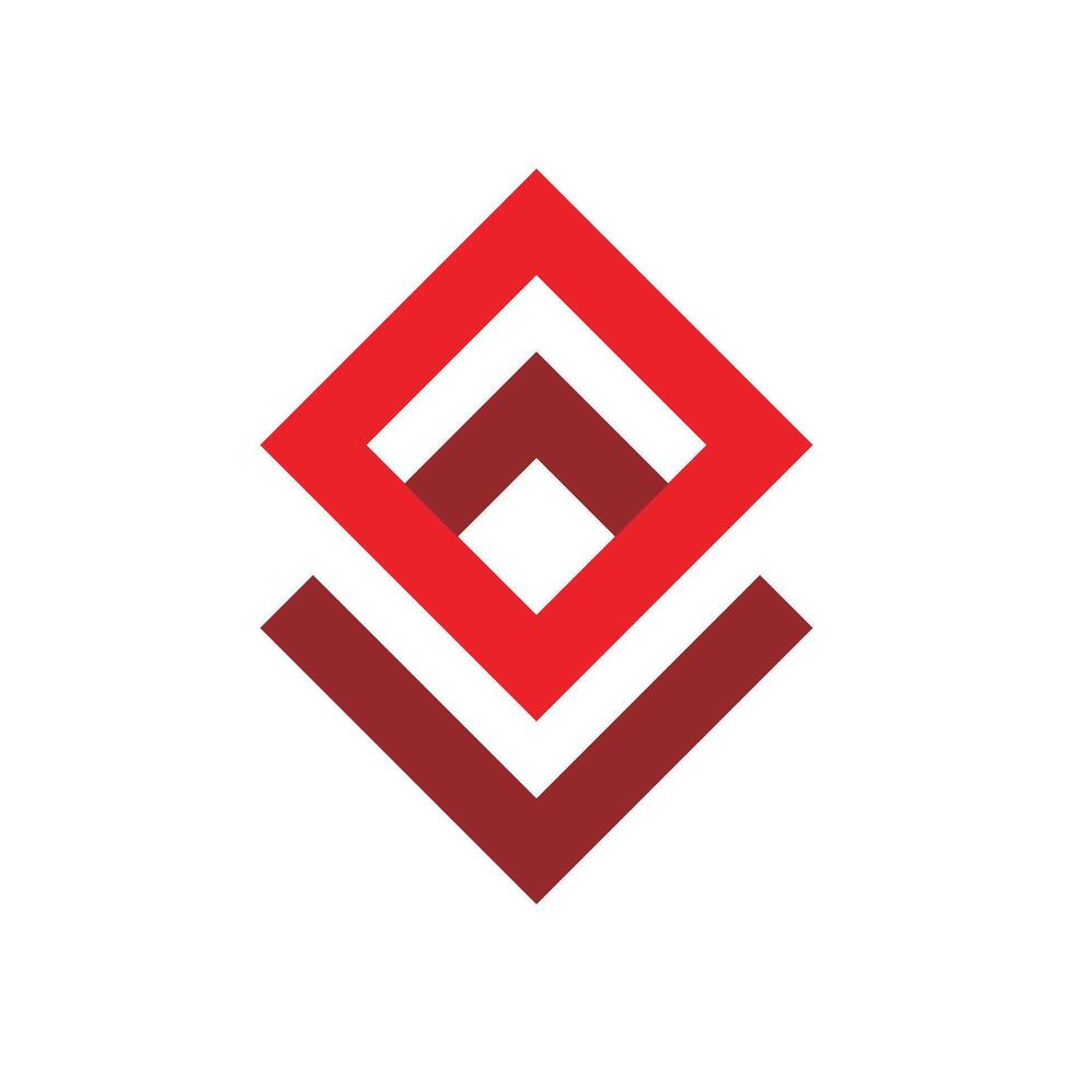Red Ornamental Diamond Square Logo Template Illustration Design. EPS 10. vector