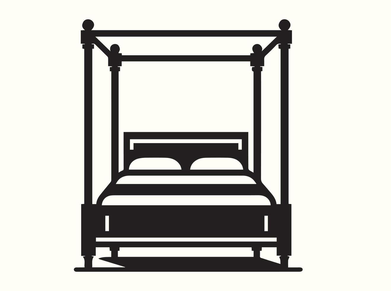 Classic Four-Poster Bed in Black Silhouette vector