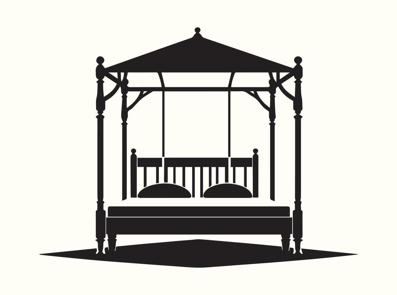 Black Silhouette of a Four-Poster Bed vector