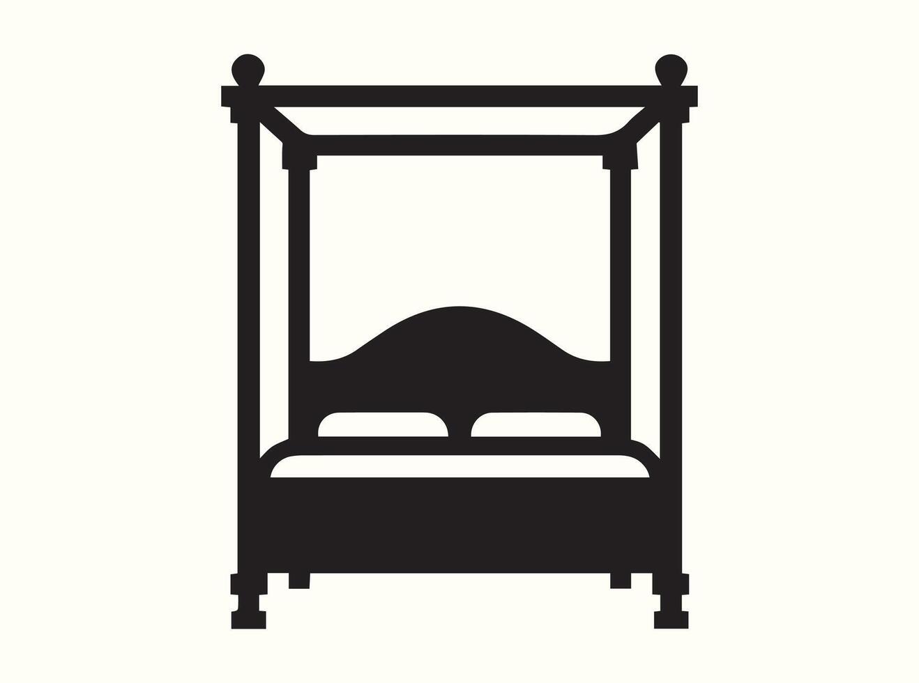 Elegant Black Four-Poster Bed Outline vector