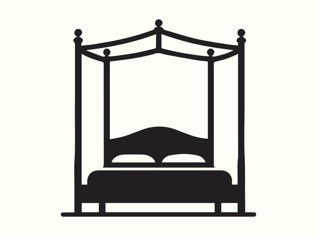Decorative Canopy Bed Silhouette in Black vector