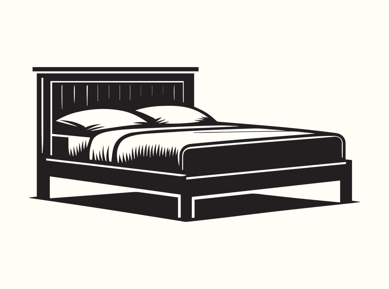 Minimalist Black Silhouette Bed Design vector