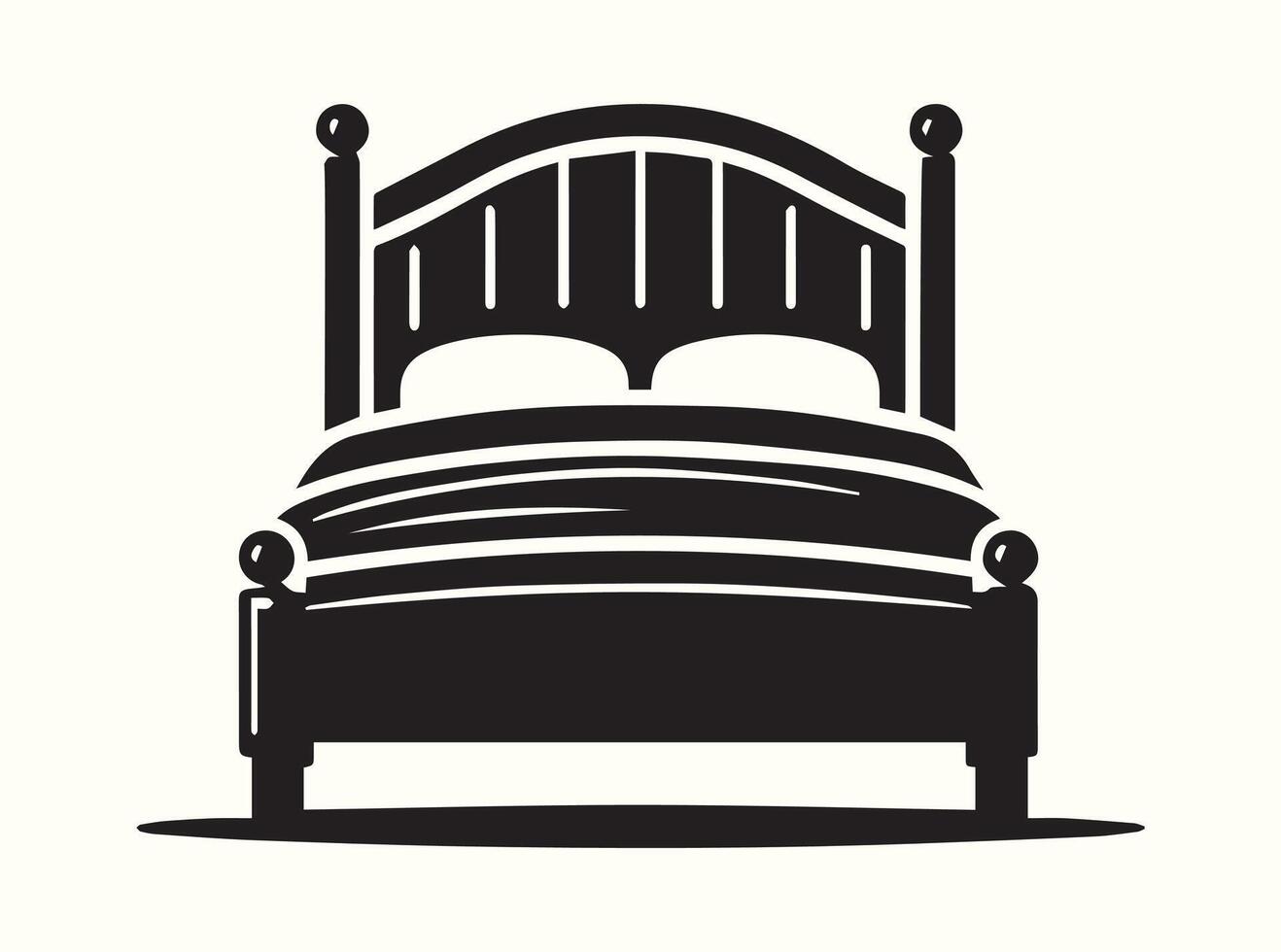 Clean Black Outline of a Bed vector